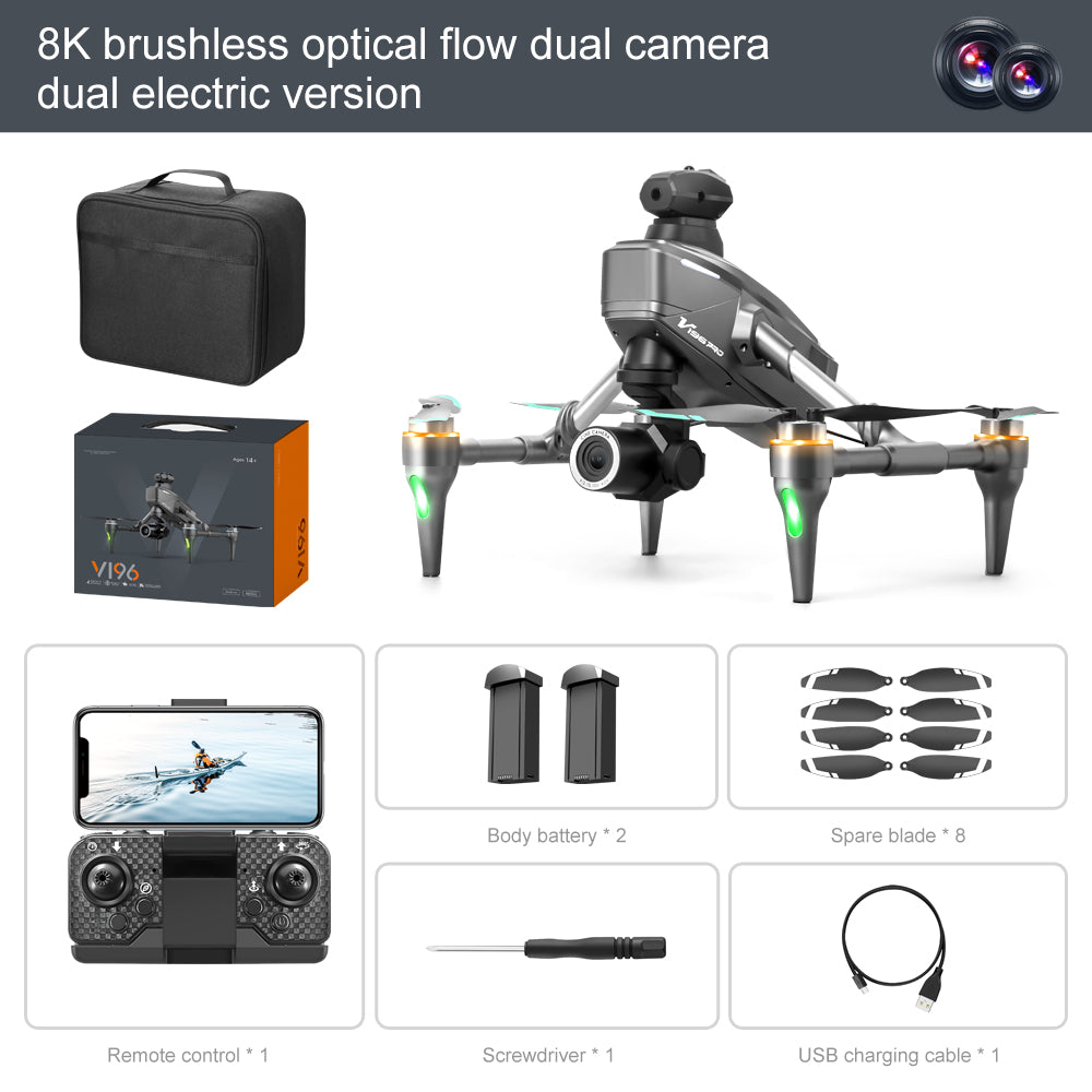 ❄🎄New Year's Special 2025⛄🔔 Drone with 8K camera for adults, v196 rc quadcopter with auto return, follow me, brushless motor, circular flight, waypoint, altitude hold, headless mode, 28 minutes long flight time!!