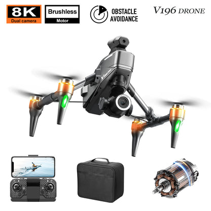 ❄🎄New Year's Special 2025⛄🔔 Drone with 8K camera for adults, v196 rc quadcopter with auto return, follow me, brushless motor, circular flight, waypoint, altitude hold, headless mode, 28 minutes long flight time!!