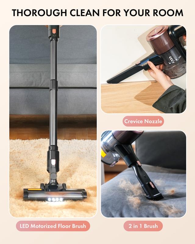 Homeika Cordless Vacuum Cleaner, 28Kpa Powerful Suction, 380W Powerful Brushless Motor, 8-in-1 Lightweight Handheld Vacuum Cleaner, 50-Minute Runtime, Removable Battery, For Pet Hair and Carpets