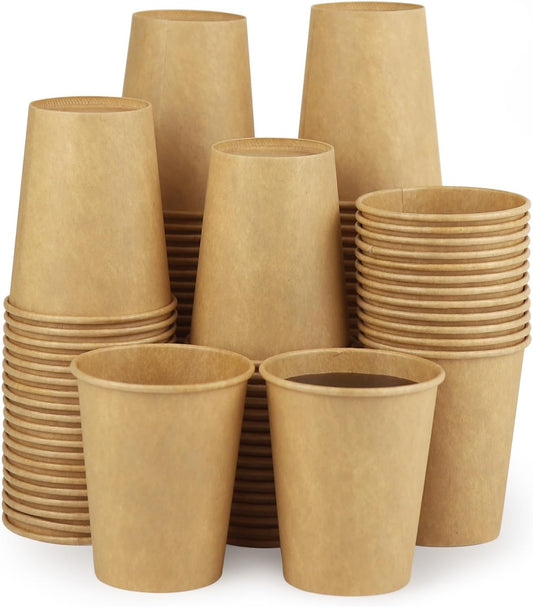 【100 Pack 8 oz】Kraft Paper Cups, Paper Coffee Cups 8 Oz Paper Cups Hot Cups Disposable Coffee Cups Compostable Cups Water Caps 8 Oz Paper Cups 8 Oz Paper Coffee Cups Paper Cups Paper Coffee Cups 8 Oz