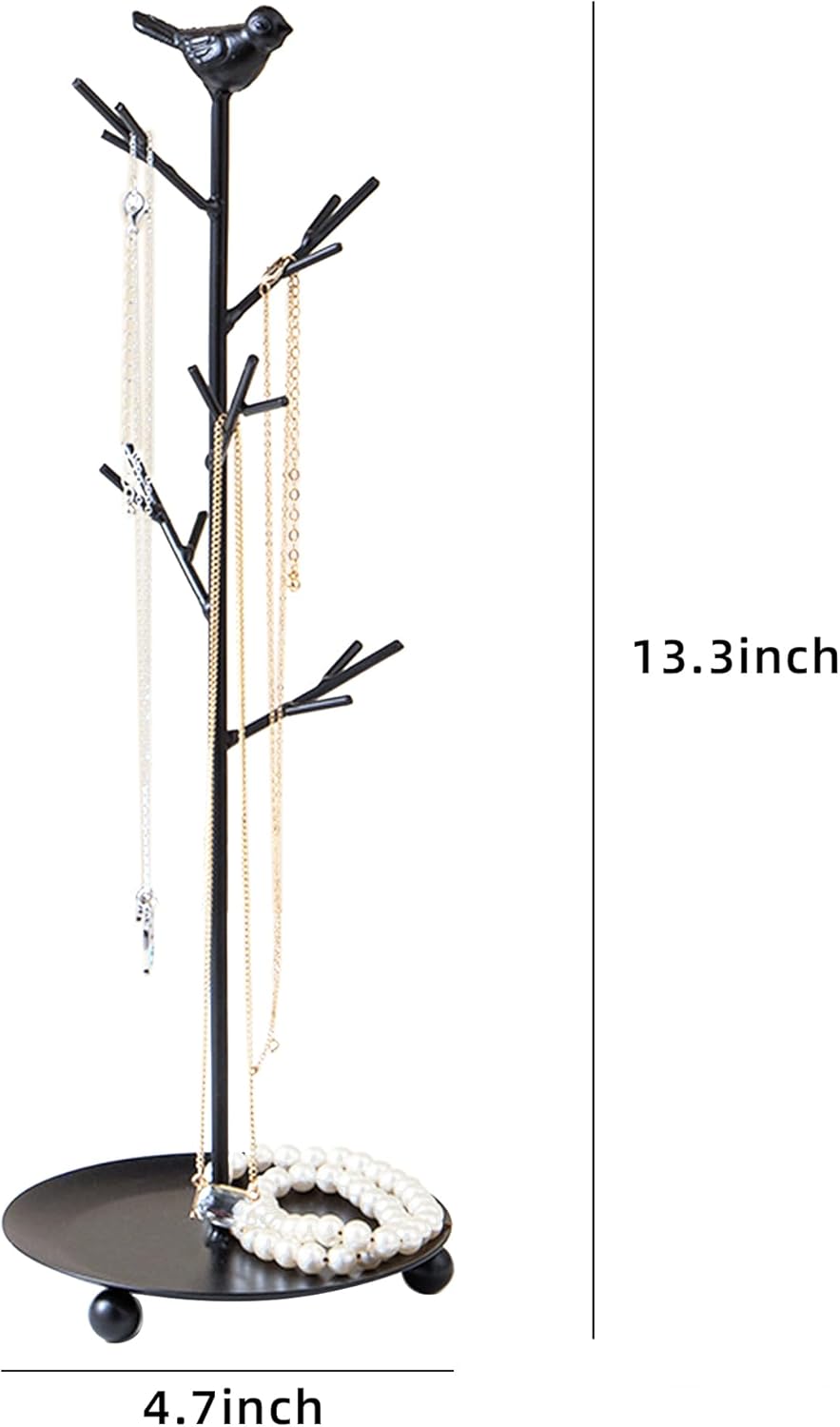 Branch Jewelry Rack With Rotatable Base and Storage Box Tree Tower Rack Hanging Organizer for Ring Earrings Necklace Bracelet,Suitable for living rooms, bathrooms,offices,etc.