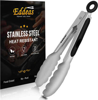 Tongs For Cooking - Heat Resistant 600 Degrees Stainless Steel Kitchen Tong,Heavy Duty Metal Locking Tongs - Perfect for Food,Salad and BBQ set of 3 (7",9" and 12") Dishwasher