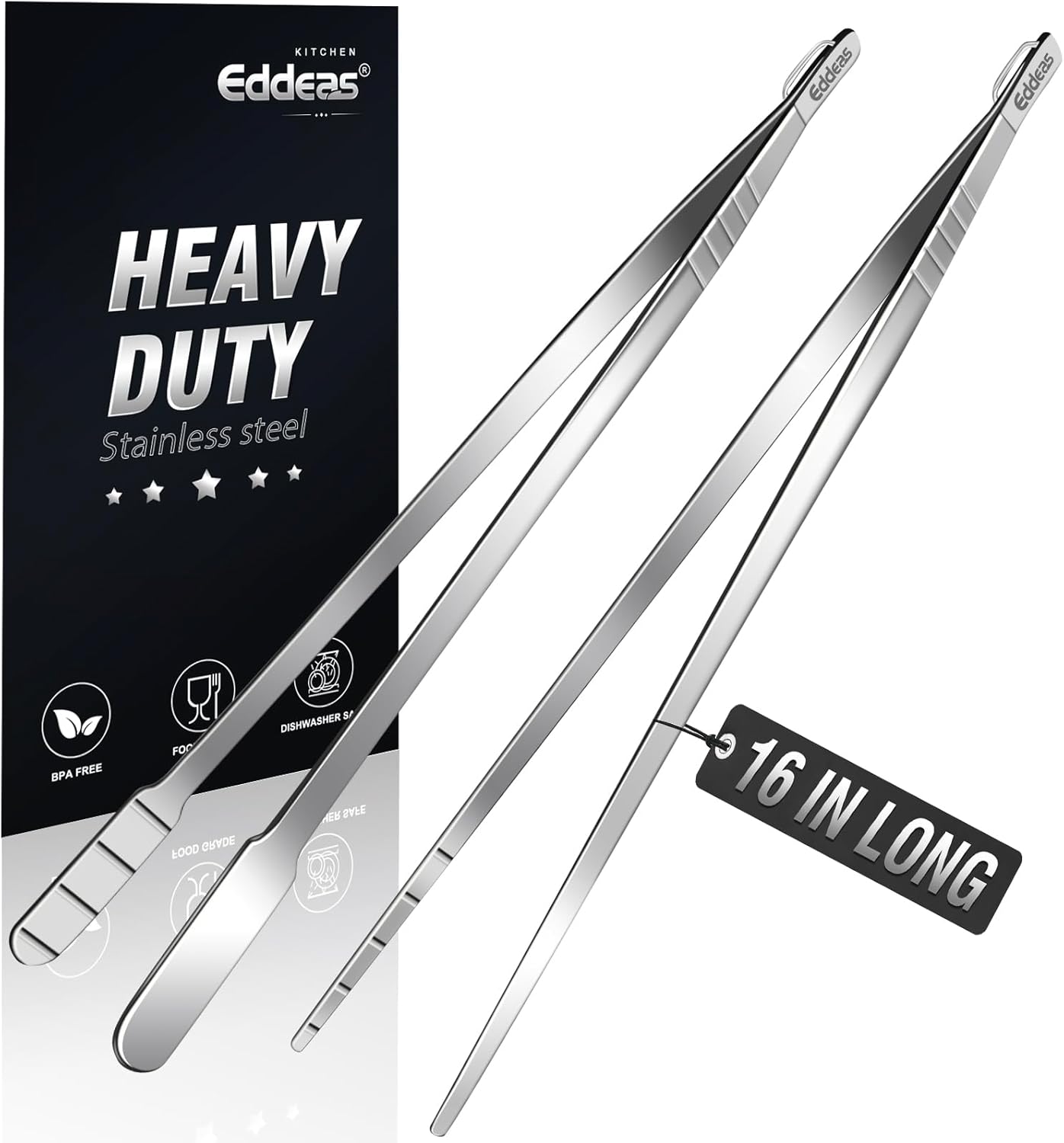 Tongs For Cooking - Heat Resistant 600 Degrees Stainless Steel Kitchen Tong,Heavy Duty Metal Locking Tongs - Perfect for Food,Salad and BBQ set of 3 (7",9" and 12") Dishwasher