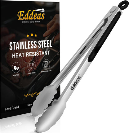 Tongs For Cooking - Heat Resistant 600 Degrees Stainless Steel Kitchen Tong,Heavy Duty Metal Locking Tongs - Perfect for Food,Salad and BBQ set of 3 (7",9" and 12") Dishwasher