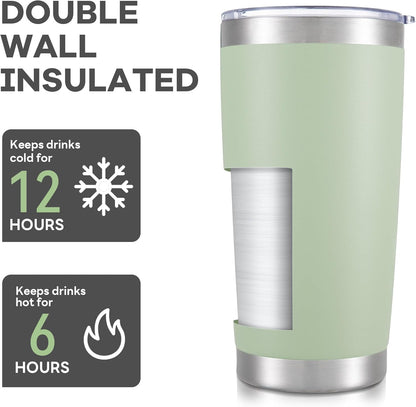 20 oz Tumbler with Lid Stainless Steel Insulated Tumblers Bulk Double Wall Vacuum Cups Powder Coated Travel Mug Keep Drinks Cold and Hot, White, 4 Pack