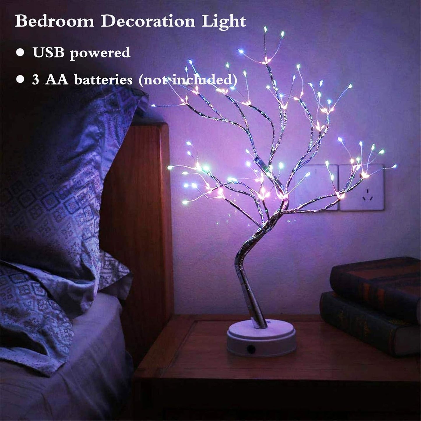 Room Decor, 20" 108 LED Tabletop Bonsai Tree Light, DIY Artificial Tree Lamp, Battery/USB Operated, Aesthetic Lamps for Living Room Bedroom Christmas Home Gifts House Decor (Warm White)