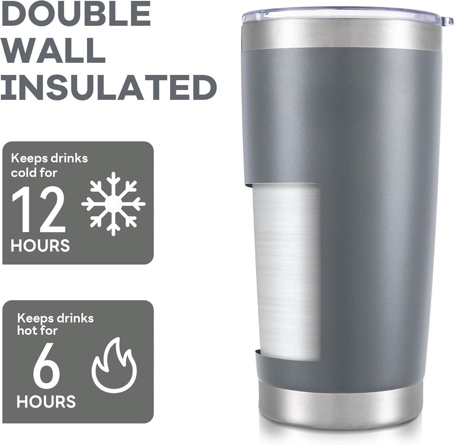 20 oz Tumbler with Lid Stainless Steel Insulated Tumblers Bulk Double Wall Vacuum Cups Powder Coated Travel Mug Keep Drinks Cold and Hot, White, 4 Pack