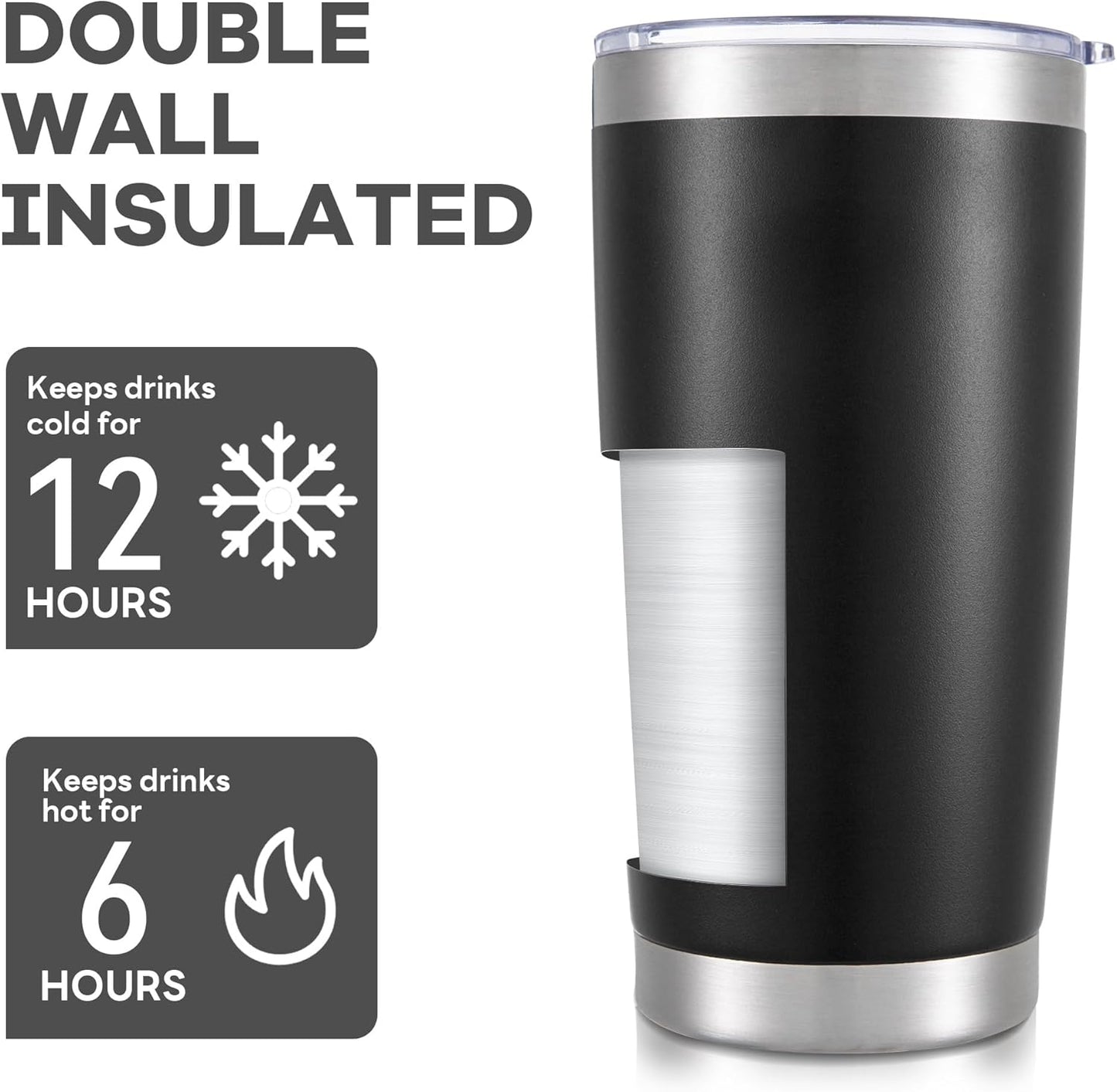 20 oz Tumbler with Lid Stainless Steel Insulated Tumblers Bulk Double Wall Vacuum Cups Powder Coated Travel Mug Keep Drinks Cold and Hot, White, 4 Pack