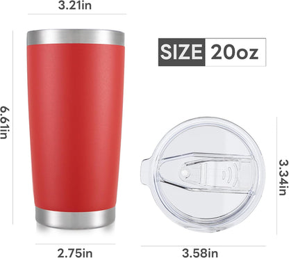 20 oz Tumbler with Lid Stainless Steel Insulated Tumblers Bulk Double Wall Vacuum Cups Powder Coated Travel Mug Keep Drinks Cold and Hot, White, 4 Pack