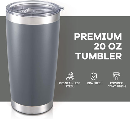 20 oz Tumbler with Lid Stainless Steel Insulated Tumblers Bulk Double Wall Vacuum Cups Powder Coated Travel Mug Keep Drinks Cold and Hot, White, 4 Pack