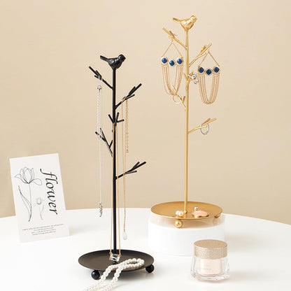 Branch Jewelry Rack With Rotatable Base and Storage Box Tree Tower Rack Hanging Organizer for Ring Earrings Necklace Bracelet,Suitable for living rooms, bathrooms,offices,etc.