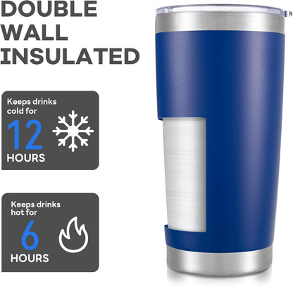 20 oz Tumbler with Lid Stainless Steel Insulated Tumblers Bulk Double Wall Vacuum Cups Powder Coated Travel Mug Keep Drinks Cold and Hot, White, 4 Pack