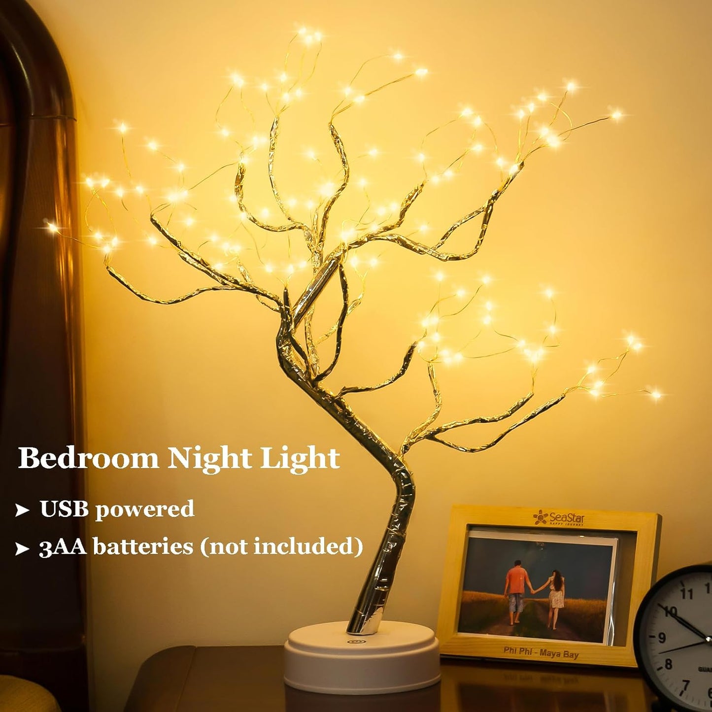 Room Decor, 20" 108 LED Tabletop Bonsai Tree Light, DIY Artificial Tree Lamp, Battery/USB Operated, Aesthetic Lamps for Living Room Bedroom Christmas Home Gifts House Decor (Warm White)