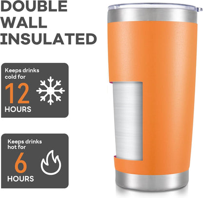 20 oz Tumbler with Lid Stainless Steel Insulated Tumblers Bulk Double Wall Vacuum Cups Powder Coated Travel Mug Keep Drinks Cold and Hot, White, 4 Pack