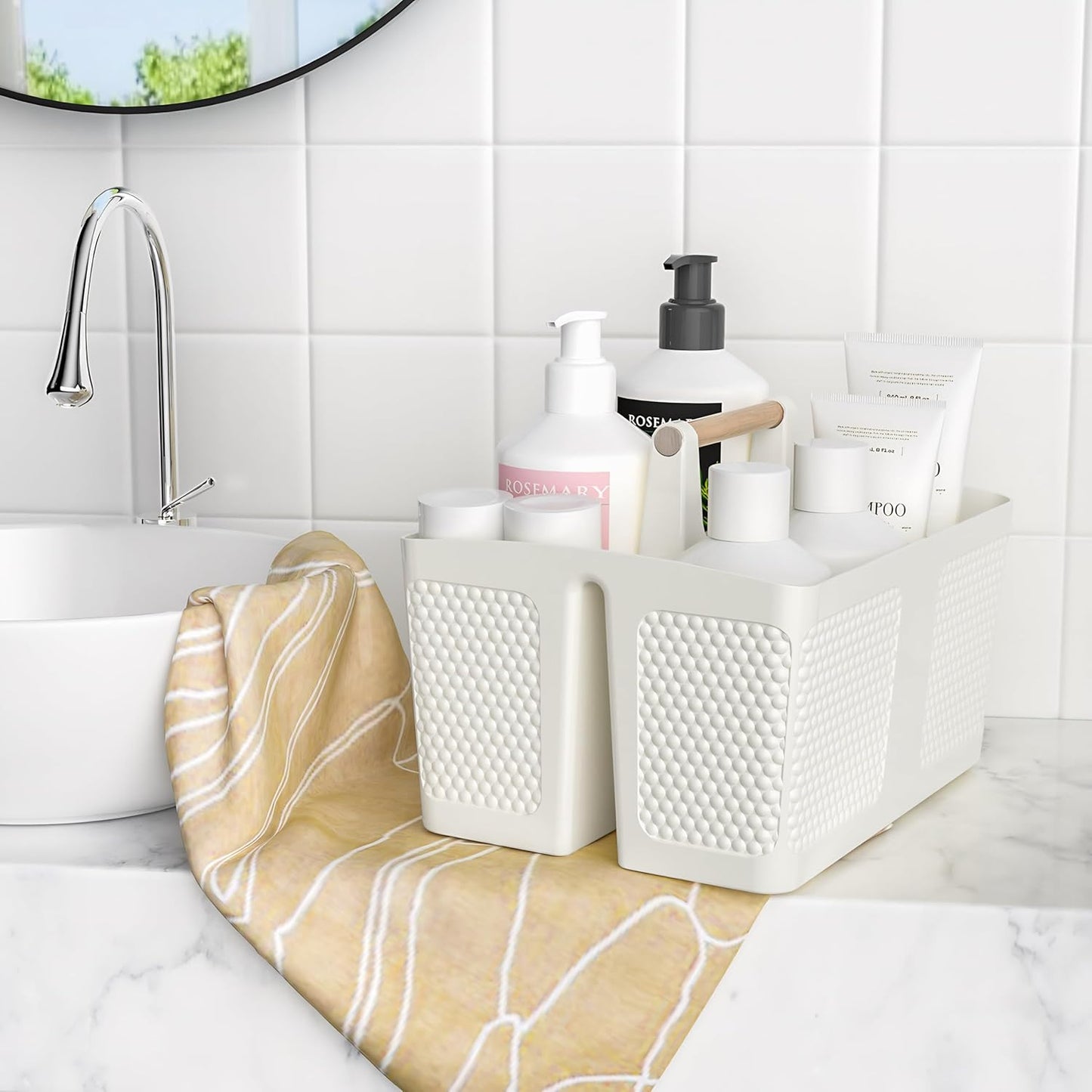 Portable bathroom caddy with handle for kitchens, bathrooms, trips, picnics, craft rooms,college dorms. shower caddy dorm are a necessity for college life.