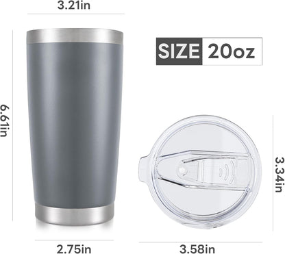 20 oz Tumbler with Lid Stainless Steel Insulated Tumblers Bulk Double Wall Vacuum Cups Powder Coated Travel Mug Keep Drinks Cold and Hot, White, 4 Pack