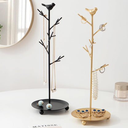 Branch Jewelry Rack With Rotatable Base and Storage Box Tree Tower Rack Hanging Organizer for Ring Earrings Necklace Bracelet,Suitable for living rooms, bathrooms,offices,etc.