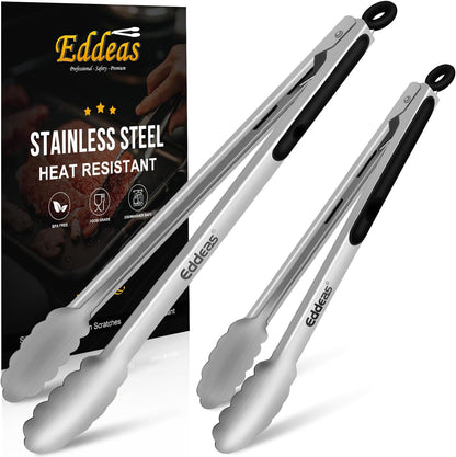 Tongs For Cooking - Heat Resistant 600 Degrees Stainless Steel Kitchen Tong,Heavy Duty Metal Locking Tongs - Perfect for Food,Salad and BBQ set of 3 (7",9" and 12") Dishwasher