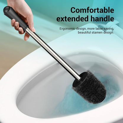 Compact Toilet Brush & Holder, Stainless Steel Handle, Space Saving for Storage, Deep Cleaning, Drip-Proof, Easy to Assemble, Nylon Bristles, White & Grey