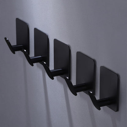 Adhesive Hooks - 4 Pack Towel/Coat Hooks Wall Hooks Stick on Bathroom or Kitchen (Matte Black, Stainless Steel)