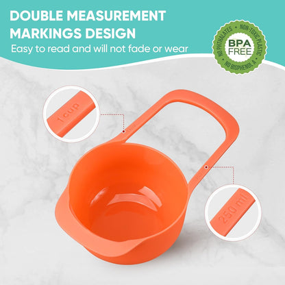 measuring spoons Set - Colorful 6 Piece Measuring Cups and Spoons for Dry and Liquid Ingredients - Precise Scale Capacity, Durable, Space Saving Design - Essential Kitchen Tool