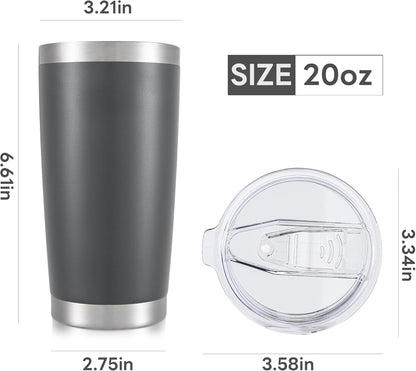 20 oz Tumbler with Lid Stainless Steel Insulated Tumblers Bulk Double Wall Vacuum Cups Powder Coated Travel Mug Keep Drinks Cold and Hot, White, 4 Pack