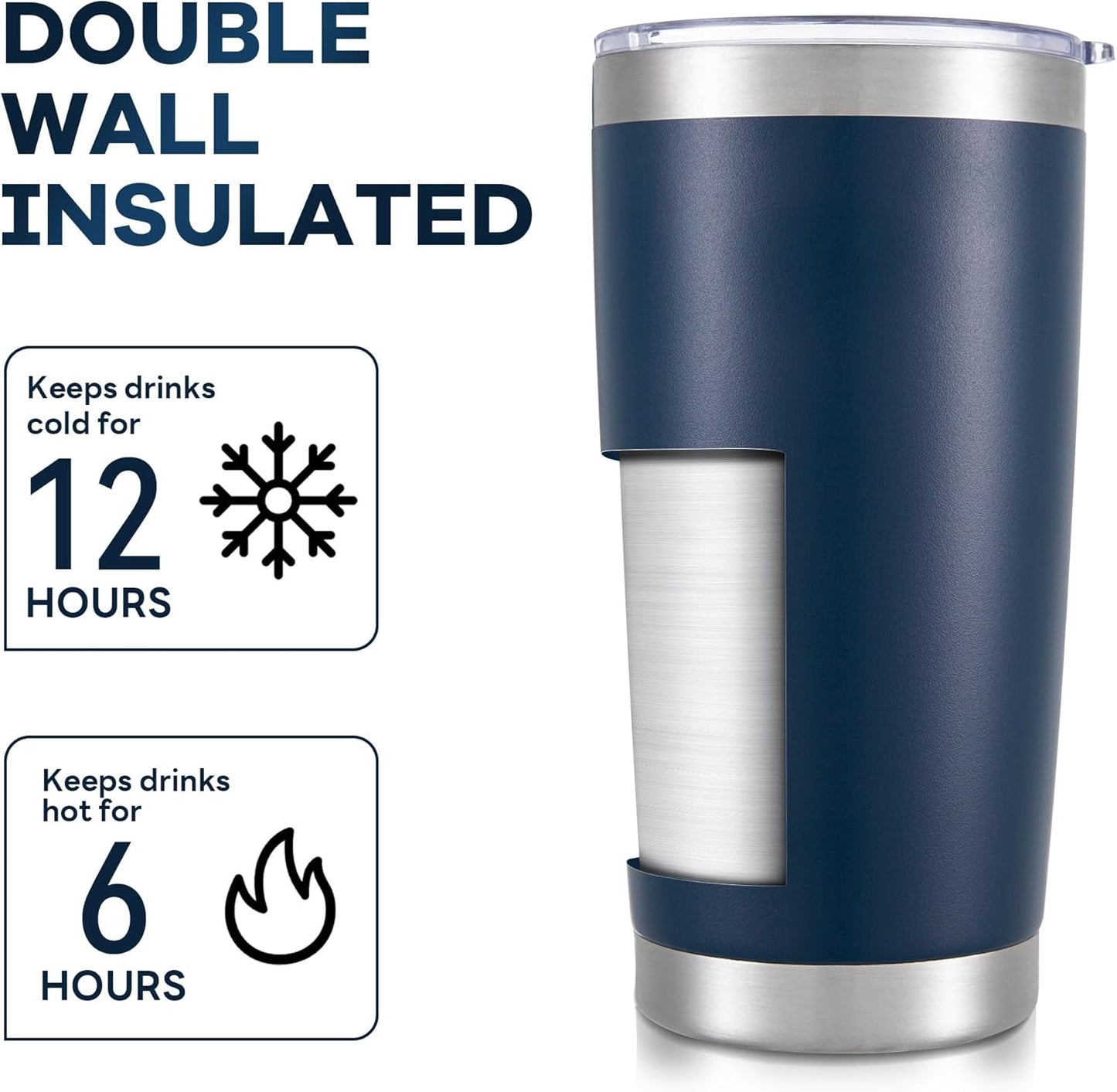 20 oz Tumbler with Lid Stainless Steel Insulated Tumblers Bulk Double Wall Vacuum Cups Powder Coated Travel Mug Keep Drinks Cold and Hot, White, 4 Pack