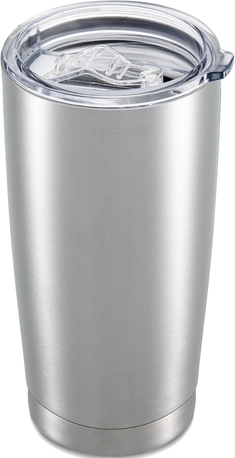 20 oz Tumbler with Lid Stainless Steel Insulated Tumblers Bulk Double Wall Vacuum Cups Powder Coated Travel Mug Keep Drinks Cold and Hot, White, 4 Pack