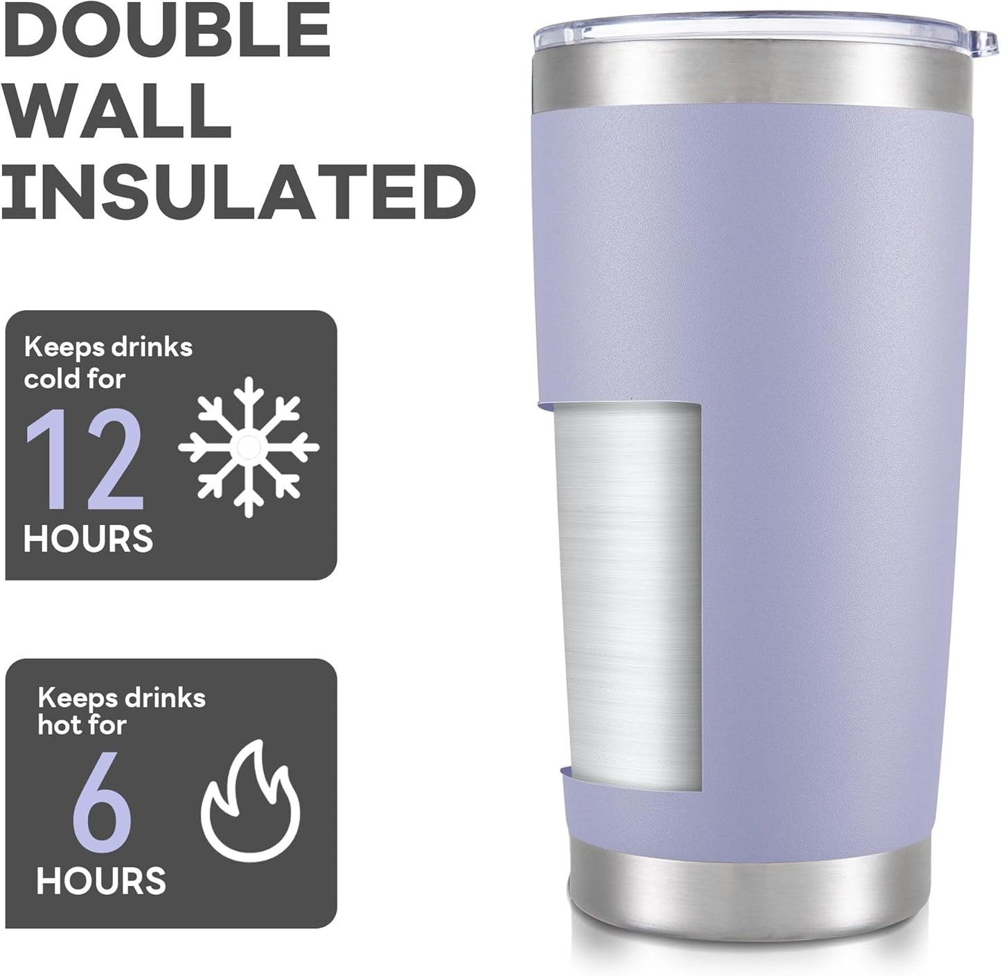 20 oz Tumbler with Lid Stainless Steel Insulated Tumblers Bulk Double Wall Vacuum Cups Powder Coated Travel Mug Keep Drinks Cold and Hot, White, 4 Pack