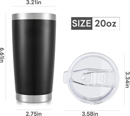 20 oz Tumbler with Lid Stainless Steel Insulated Tumblers Bulk Double Wall Vacuum Cups Powder Coated Travel Mug Keep Drinks Cold and Hot, White, 4 Pack