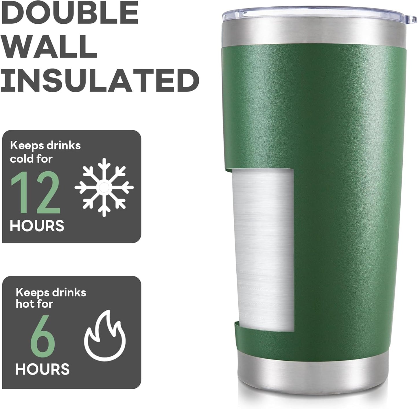 20 oz Tumbler with Lid Stainless Steel Insulated Tumblers Bulk Double Wall Vacuum Cups Powder Coated Travel Mug Keep Drinks Cold and Hot, White, 4 Pack