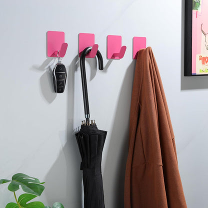 Adhesive Hooks - 4 Pack Towel/Coat Hooks Wall Hooks Stick on Bathroom or Kitchen (Matte Black, Stainless Steel)