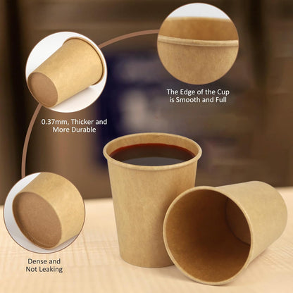 【100 Pack 8 oz】Kraft Paper Cups, Paper Coffee Cups 8 Oz Paper Cups Hot Cups Disposable Coffee Cups Compostable Cups Water Caps 8 Oz Paper Cups 8 Oz Paper Coffee Cups Paper Cups Paper Coffee Cups 8 Oz