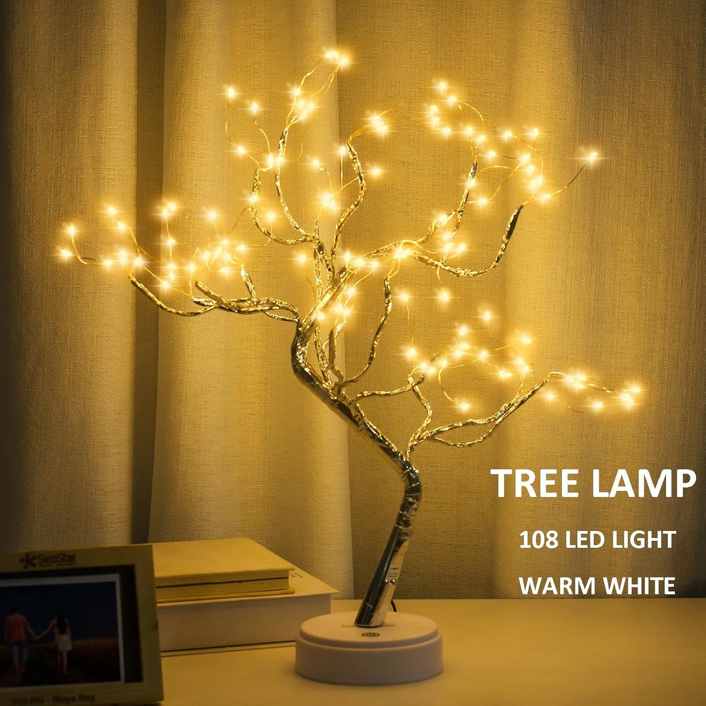 Room Decor, 20" 108 LED Tabletop Bonsai Tree Light, DIY Artificial Tree Lamp, Battery/USB Operated, Aesthetic Lamps for Living Room Bedroom Christmas Home Gifts House Decor (Warm White)