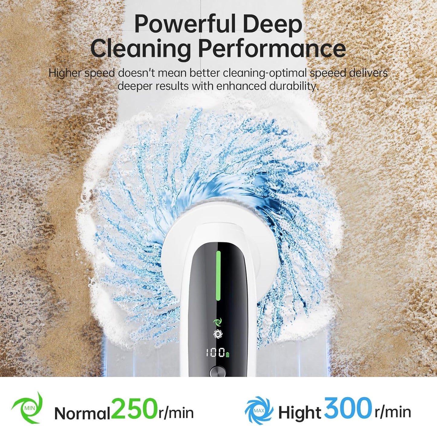 Electric Spin Scrubber, Quiet Cordless Shower Scrubber, 8 Replaceable Heads, Adjustable Extendable Pole, Dual-Speed Power Cleaning Brush with Long Handle for Bathroom Tile