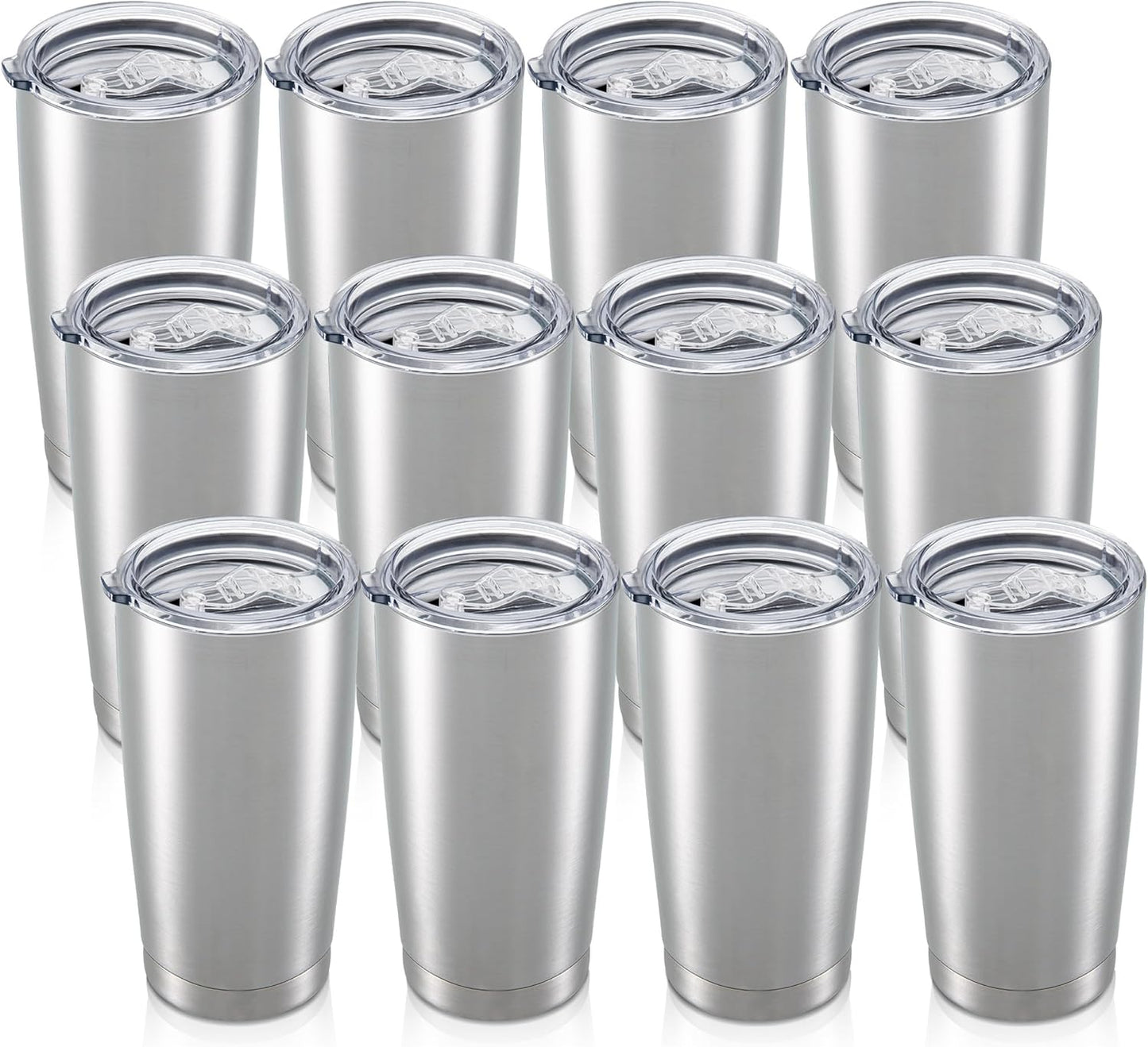 20 oz Tumbler with Lid Stainless Steel Insulated Tumblers Bulk Double Wall Vacuum Cups Powder Coated Travel Mug Keep Drinks Cold and Hot, White, 4 Pack